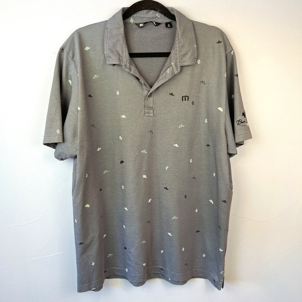Travis Mathew Performance Golf Polo Shirt Size XL Taco Cactus Sombrero